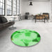 Round Patterned Green Rug in a Office, pat609grn