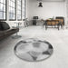 Round Patterned Silver Gray Rug in a Office, pat609gry