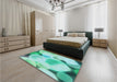 Patterned Mint Green Rug in a Bedroom, pat609lblu