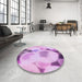 Round Patterned Blossom Pink Rug in a Office, pat609pur