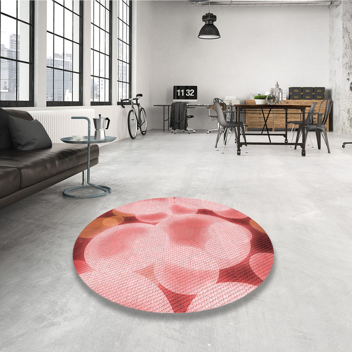 Round Patterned Red Rug in a Office, pat609rd