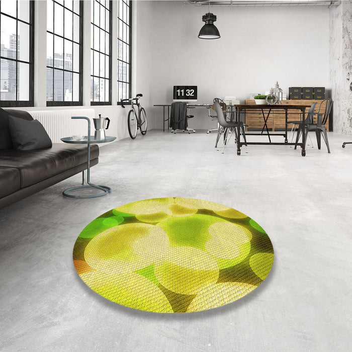 Round Patterned Dark Golden Brown Rug in a Office, pat609yw