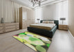 Patterned Tea Green Novelty Rug in a Bedroom, pat609