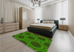 Patterned Deep Emerald Green Rug in a Bedroom, pat61yw