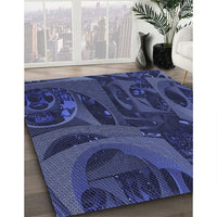 Patterned Royal Blue Rug, pat610blu