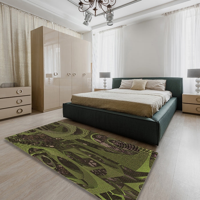 Patterned Oak Brown Rug in a Bedroom, pat610brn