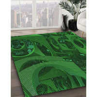 Patterned Deep Emerald Green Rug, pat610grn