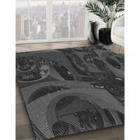 Patterned Charcoal Black Rug, pat610gry