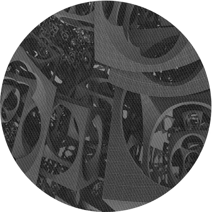 Square Patterned Charcoal Black Rug, pat610gry