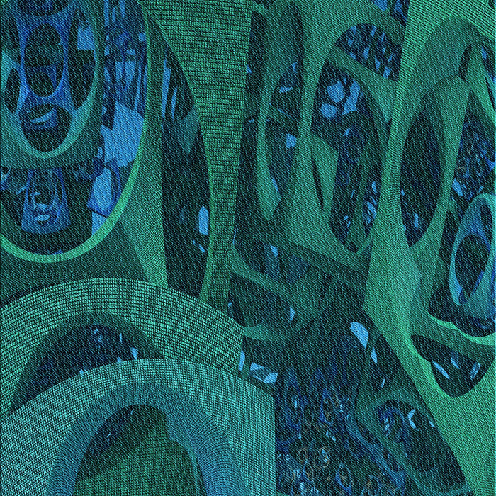 Patterned Dark Cyan Green Rug, pat610lblu