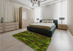 Patterned Dark Forest Green Rug in a Bedroom, pat610yw