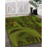 Patterned Dark Forest Green Rug, pat610yw