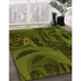 Patterned Dark Forest Green Rug in Family Room, pat610yw