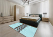 Patterned Cadet Blue Green Rug in a Bedroom, pat611lblu