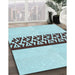 Machine Washable Transitional Cadet Blue Green Rug in a Family Room, wshpat611lblu