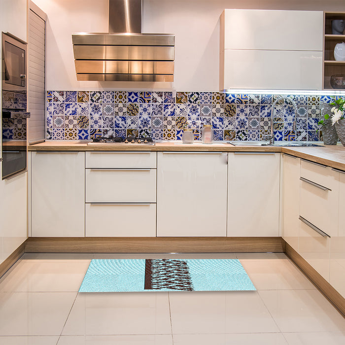 Patterned Cadet Blue Green Rug in a Kitchen, pat611lblu