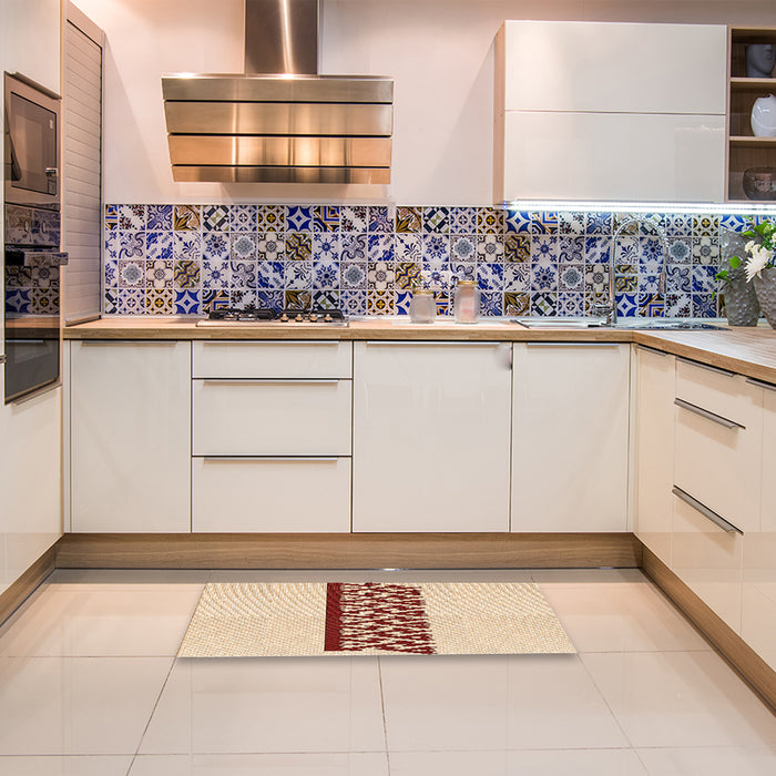 Patterned Navajo White Gold Rug in a Kitchen, pat611org