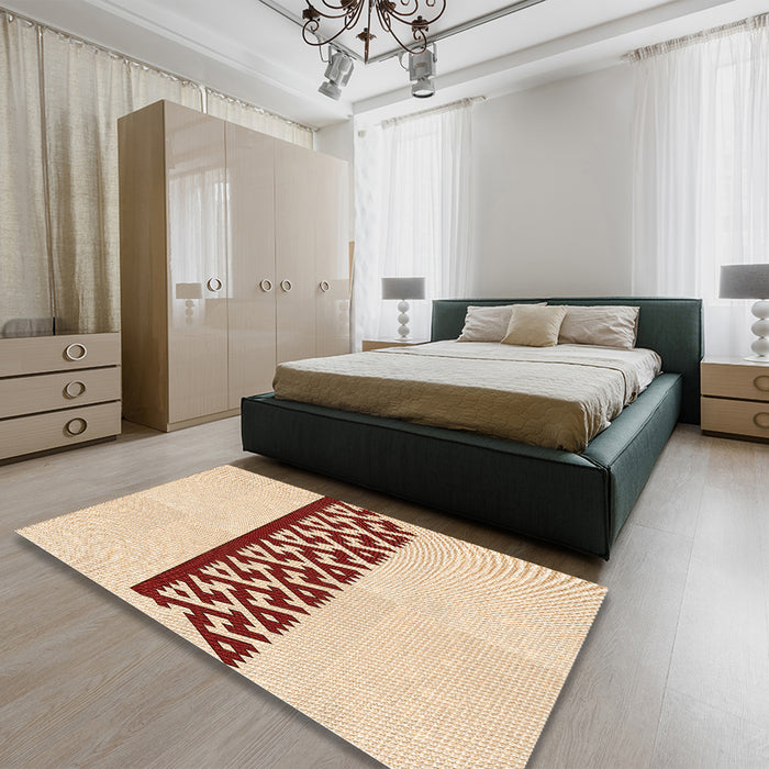 Patterned Navajo White Gold Rug in a Bedroom, pat611org