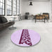 Round Patterned Medium Orchid Purple Rug in a Office, pat611pur