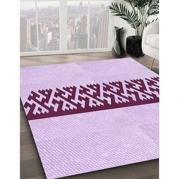 Patterned Medium Orchid Purple Rug in Family Room, pat611pur
