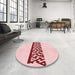 Round Patterned Pink Rug in a Office, pat611rd