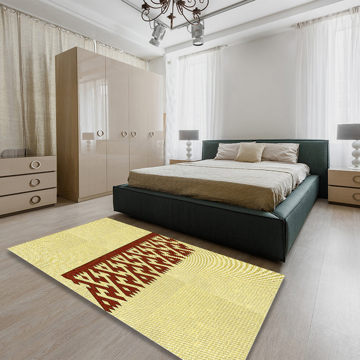 Patterned Sun Yellow Rug in a Bedroom, pat611yw