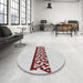 Round Machine Washable Transitional White Smoke Rug in a Office, wshpat611