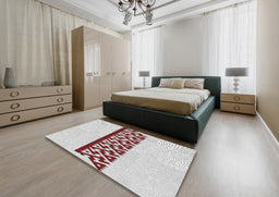 Patterned Off-White Novelty Rug in a Bedroom, pat611