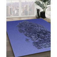 Patterned Denim Dark Blue Rug, pat612blu