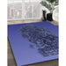 Patterned Denim Dark Blue Rug in Family Room, pat612blu