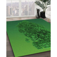 Patterned Deep Emerald Green Rug, pat612grn