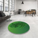 Round Patterned Deep Emerald Green Rug in a Office, pat612grn