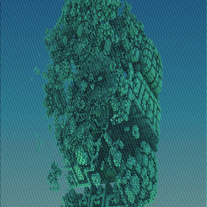 Patterned Medium Teal Green Rug, pat612lblu