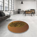 Round Patterned Red Brown Rug in a Office, pat612org