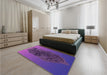 Patterned Bright Purple Rug in a Bedroom, pat612pur