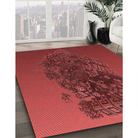 Patterned Tomato Red Rug, pat612rd