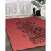 Patterned Tomato Red Rug in Family Room, pat612rd