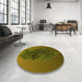 Round Patterned Bakers Brown Rug in a Office, pat612yw