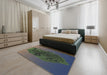 Machine Washable Transitional Sage Green Rug in a Bedroom, wshpat612