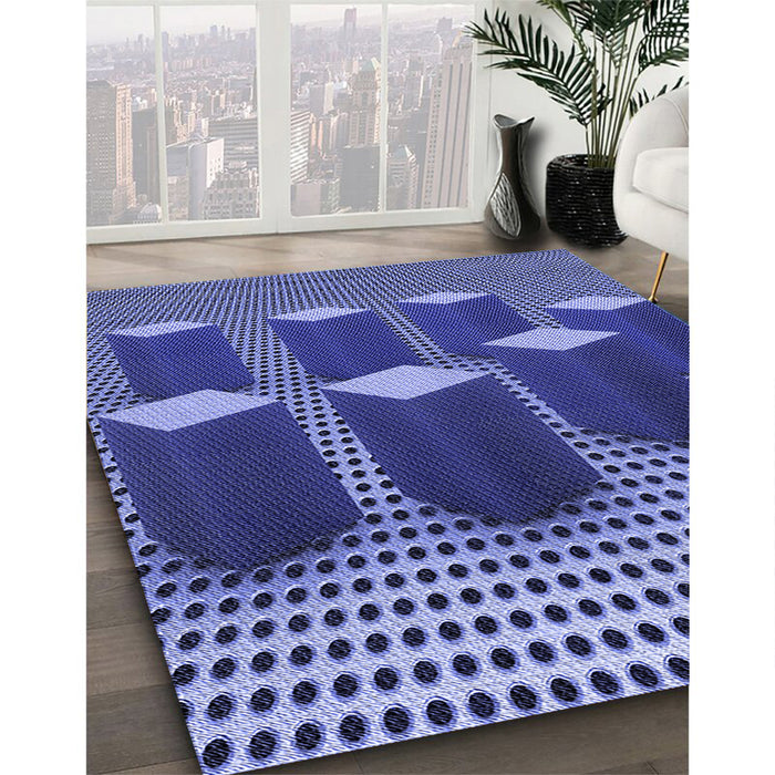 Patterned Sky Blue Rug in Family Room, pat613blu