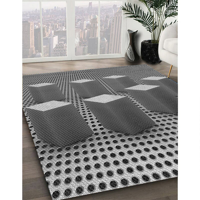 Patterned Dark Gray Rug in Family Room, pat613gry