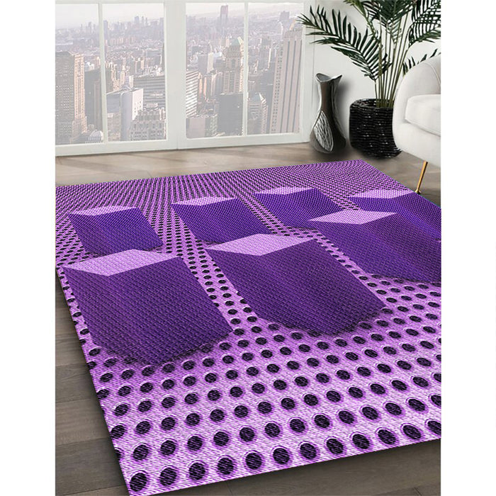 Patterned Purple Rug in Family Room, pat613pur