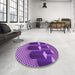 Round Patterned Purple Rug in a Office, pat613pur