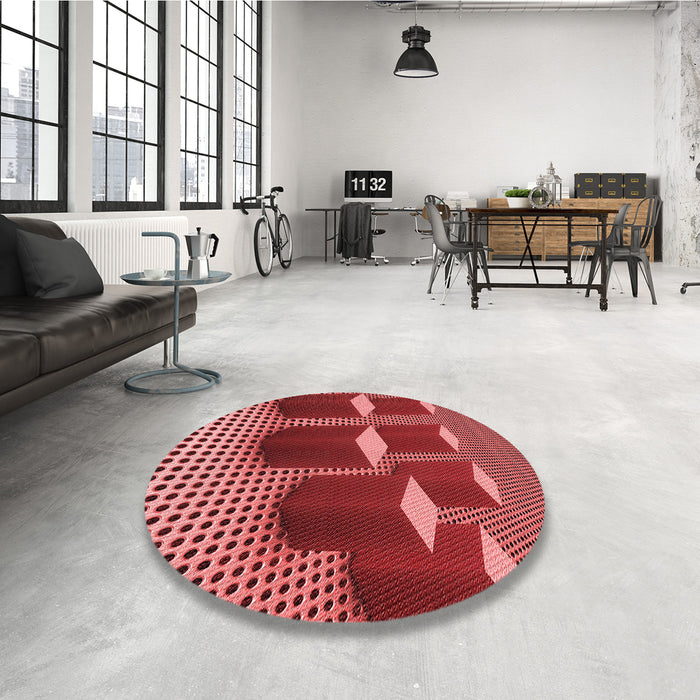 Round Patterned Red Rug in a Office, pat613rd