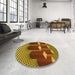 Round Patterned Saffron Red Rug in a Office, pat613yw