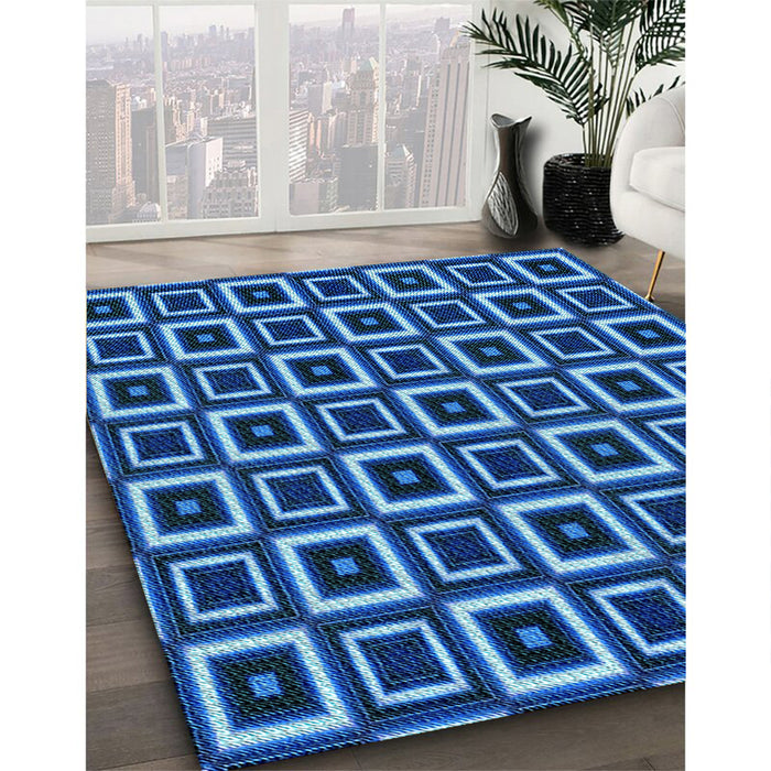 Patterned Blueberry Blue Rug in Family Room, pat614lblu