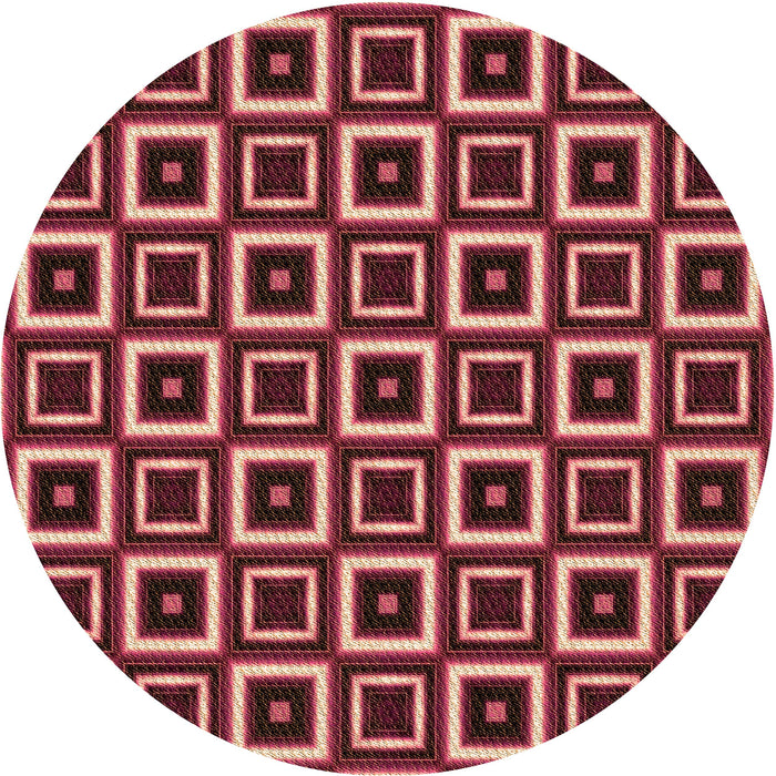 Square Patterned Burgundy Red Rug, pat614org