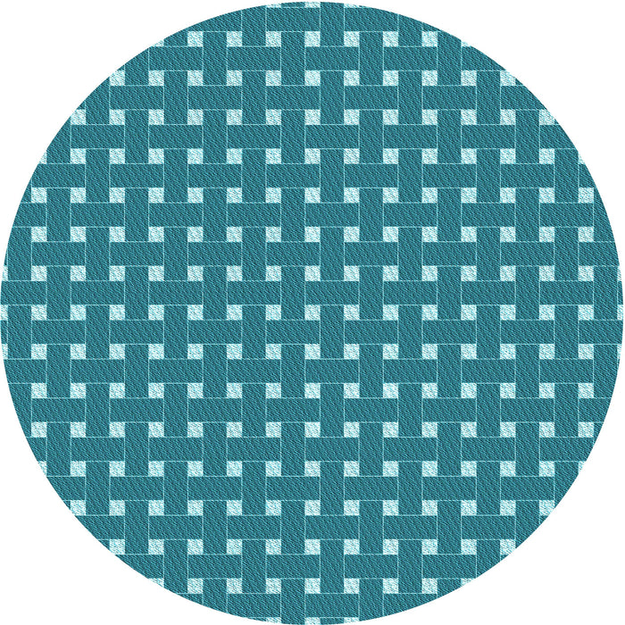 Square Patterned Dark Cyan Green Rug, pat615lblu