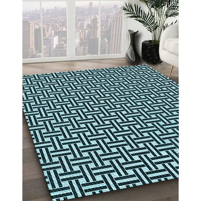 Machine Washable Transitional Blue Rug in a Family Room, wshpat616lblu
