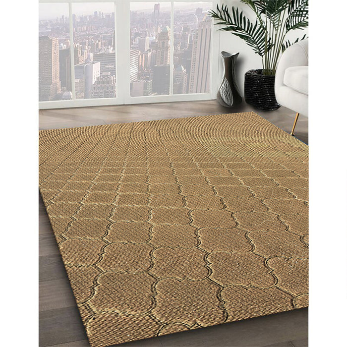 Machine Washable Transitional Light Brown Rug in a Family Room, wshpat617brn